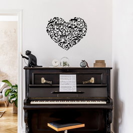 Wallity Musical Love - 507 Escultura de pared decorativa de metal negra